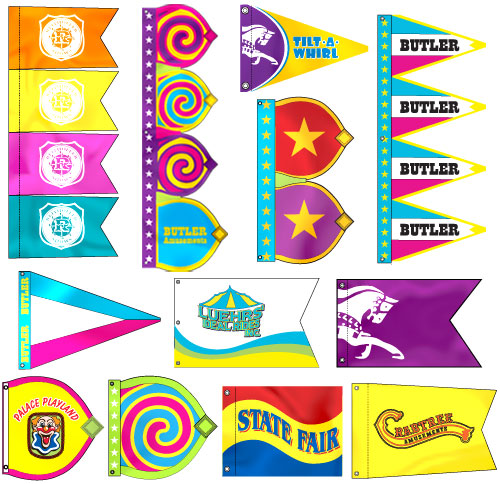 custom examples pennant flags digital printed silkscreened applique