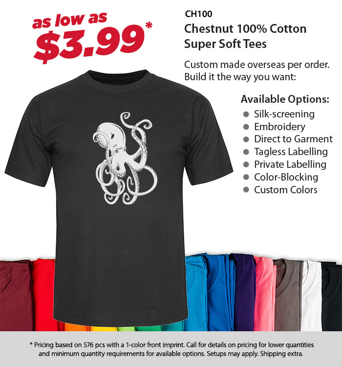 CH100 Chestnut 100% Cotton Super Soft Tees