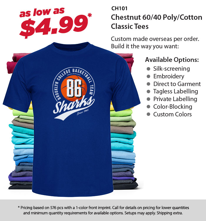 CH101 Chestnut 60/40 Poly/Cotton Classic Tees