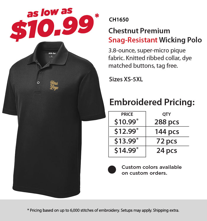 CH1640 Chestnut Performance Wicking Polo Shirt